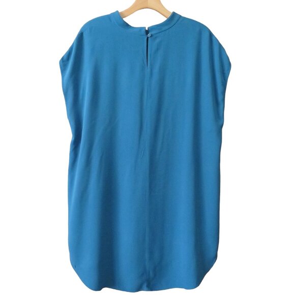 ⭐️⭐️HP2⭐️⭐️Eileen Fisher-Blue/Teal Cap Sleeve Tunic, High/Low Hem-Silk, L, EUC - Picture 3 of 7